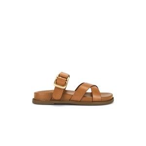 New Schutz Vivienne Sporty Sandal in Cuoio Brown leather strappy flat platform